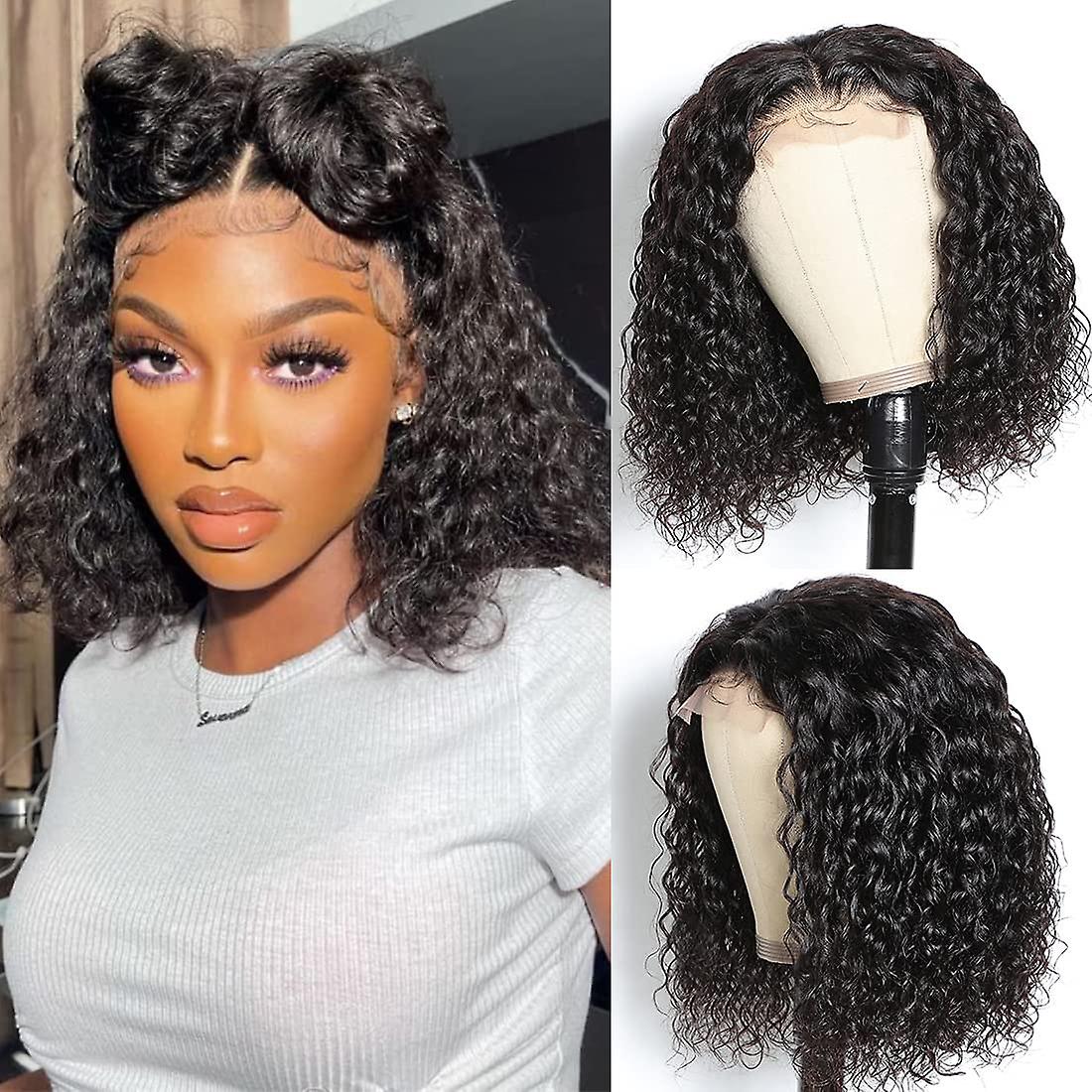 Stema 13x1 T Part Middle Part Lace Water Wave Human Hair Bob Wig